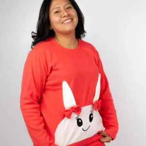 Pijama micropolar de mujer con diseño de conejo | Suave, cálido y cómodo